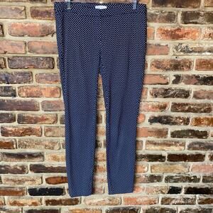 Eliane Rose Navy Blue White Polka Dot Skinny Leg Flat Front Pants Women's Size 6